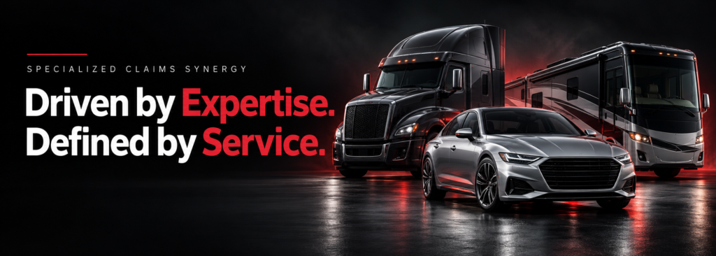 Specialized Claims Synergy. Driven by Expertise. Defined by Service. Auto, heavy truck and motorhome appraisal support.
